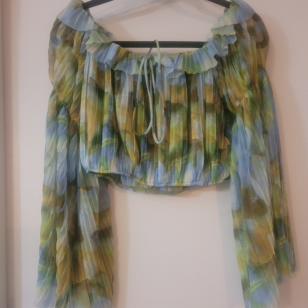Printed Tulle Top